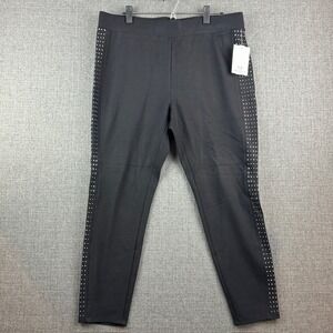 Magaschoni Pants Womens 1X Black Studded Stretch Side Detail Pull‎ On Leggings